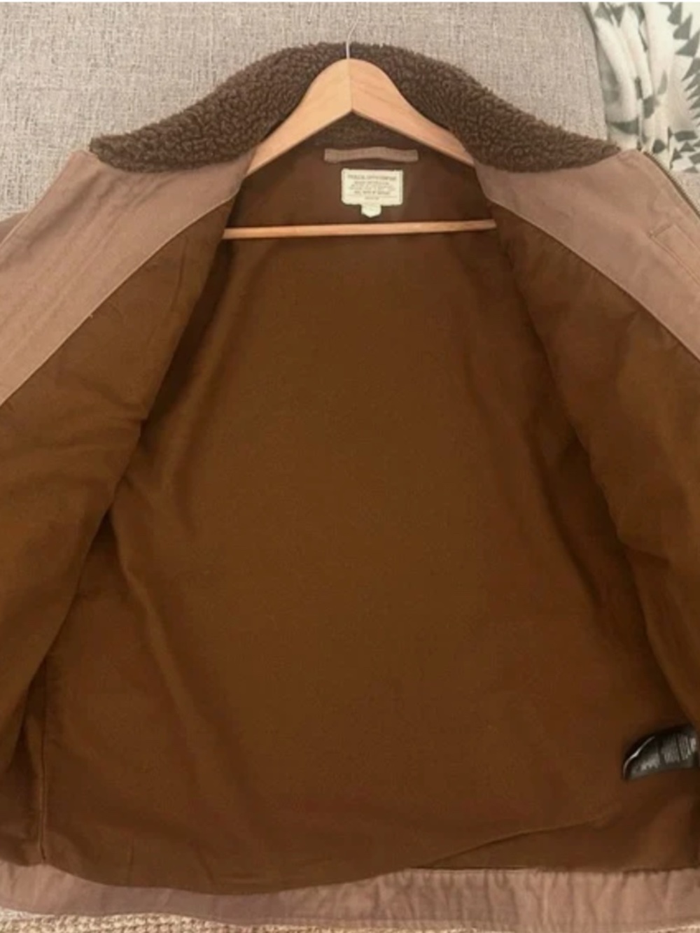RRL Ralph Lauren Clayworth Jungle Flight Jacket L Khaki Shearling Style Collar M - Picture 4 of 14